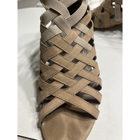 Eileen Fisher Oodle Cross Cross Strappy Tan Brown Block Heel Open Toe Sandals 9 - Picture 12 of 14